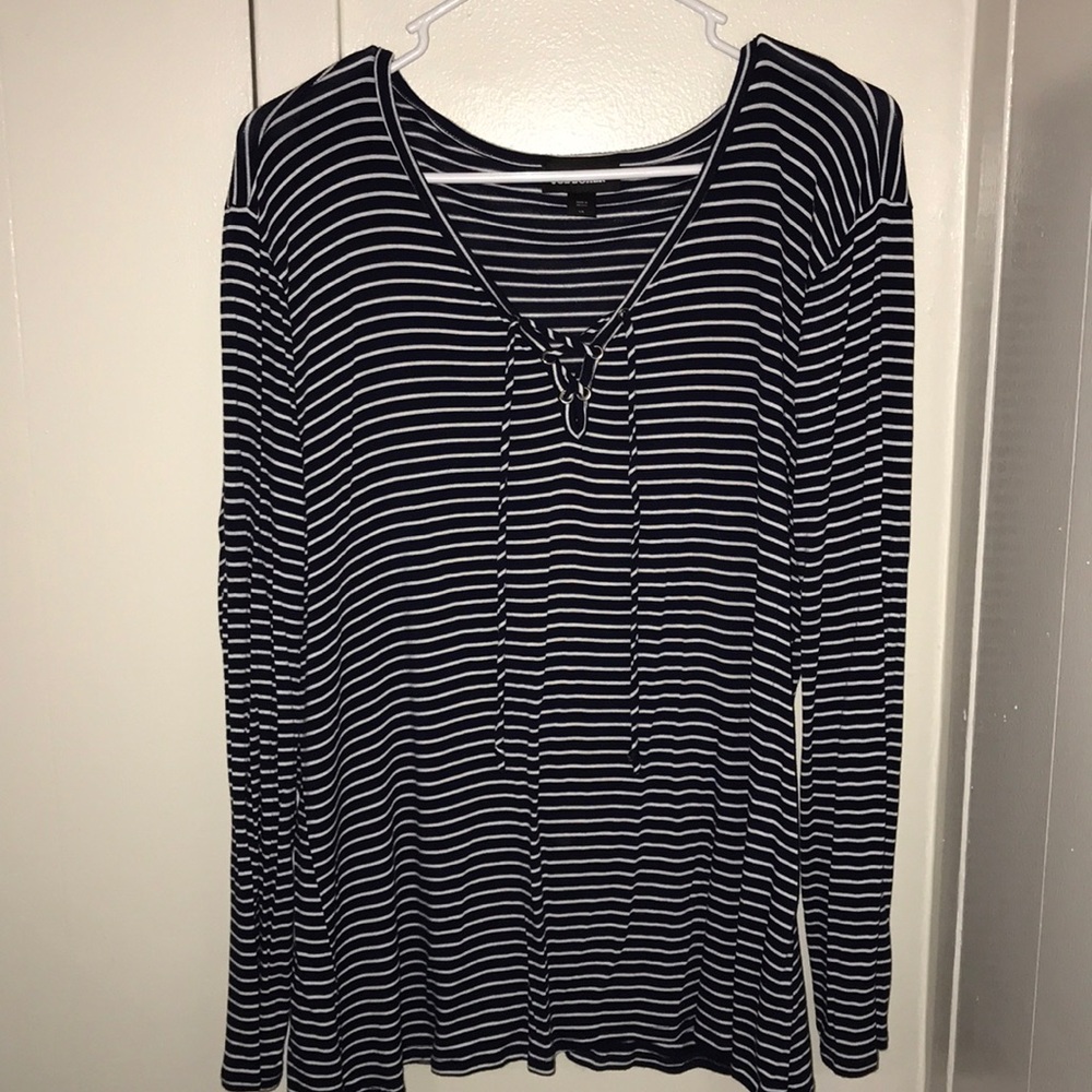Navy and white striped long sleeve